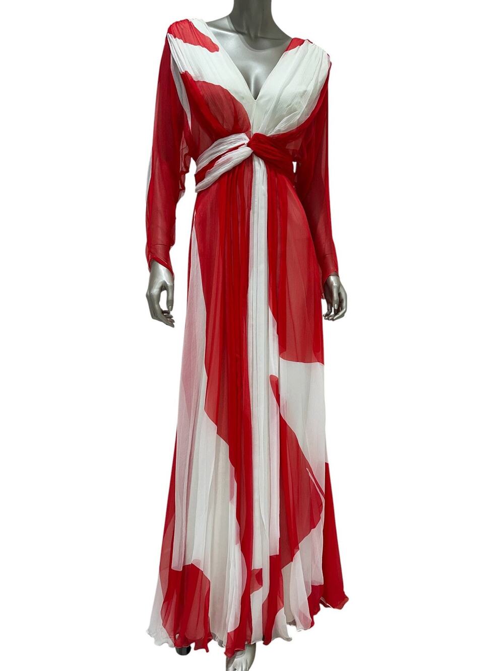Carlos Miele 2012 Silk Colorblock Pleated Maxi Dress Sz.36